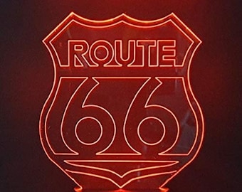 Lampe 3D - Motif Route 66 - 7 couleurs