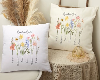 Cuscino da giardino personalizzato per la mamma, regalo per la festa della mamma, cuscino da giardino della nonna, cuscino personalizzato con fiore di nascita, regalo della nonna, cuscino per la mamma