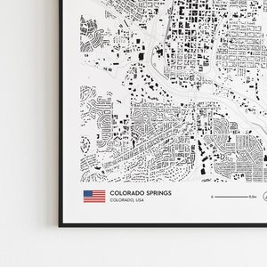 Colorado Springs, USA, City Building Map, City Map, Wall Art - Digital Printable Instant Download.