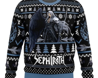 Sephiroth Final Fantasy Ugly Christmas Sweater 2023 Christmas, Final Fantasy 7 Ugly Christmas Sweater, Final Fantasy Video Game Xmas Sweater