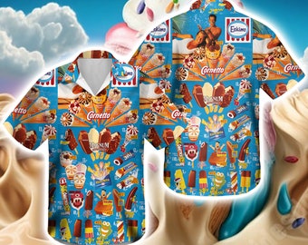 Ice Cream Shirts For Men 3d Printed Men's Hawaiian Shirt, Ice Cream Shirt, Ice Cream Beach, Hawaiian Beach Shirt, Hawaiian Shirt Summer