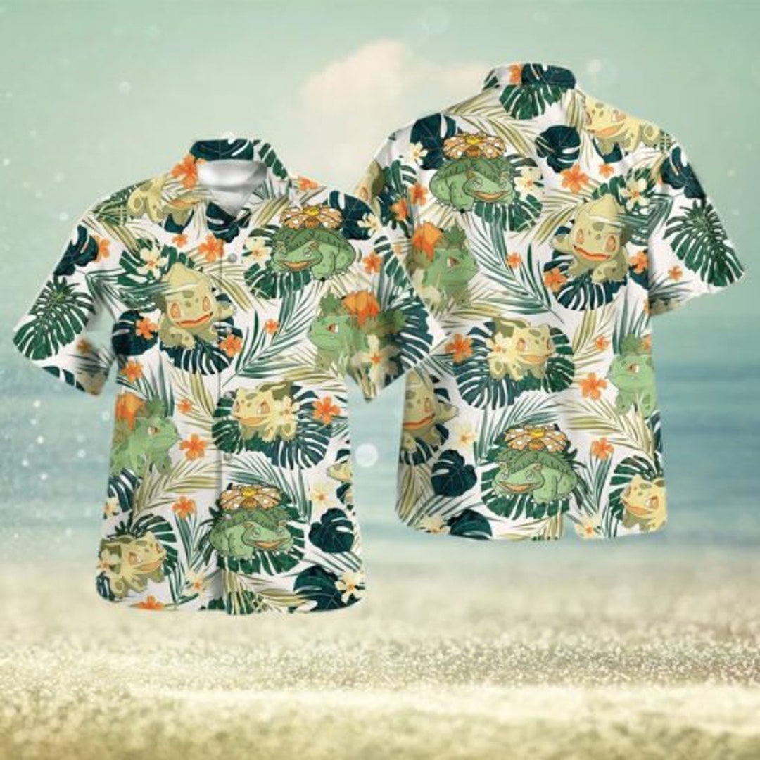 Bulbasaur Hawaiian Pattern Hawaii Shirt, Bulbasaur Tropical Birthday