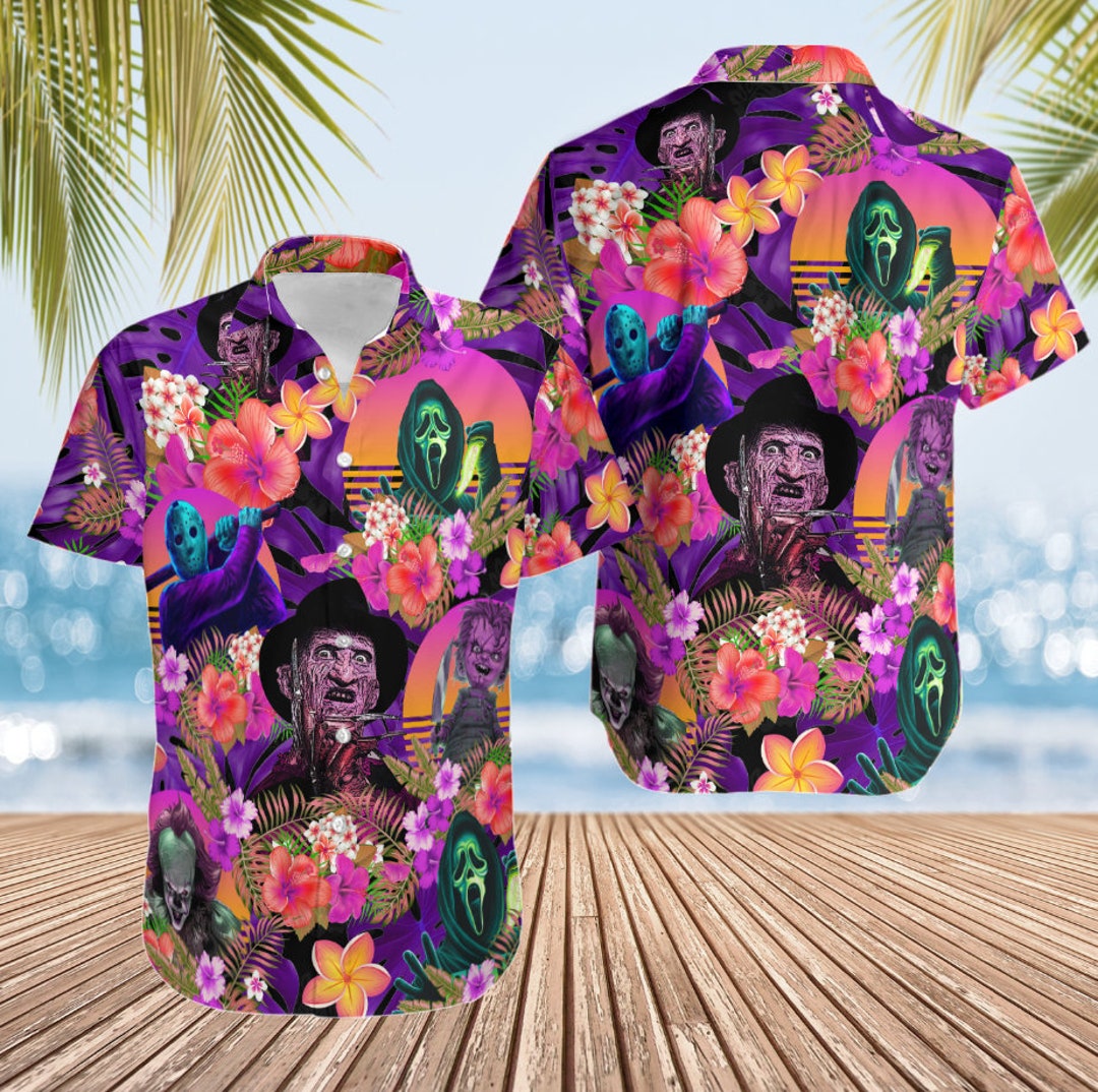 Horror Movie Retro Hawaii Shirt Horror Movie Button Down Etsy