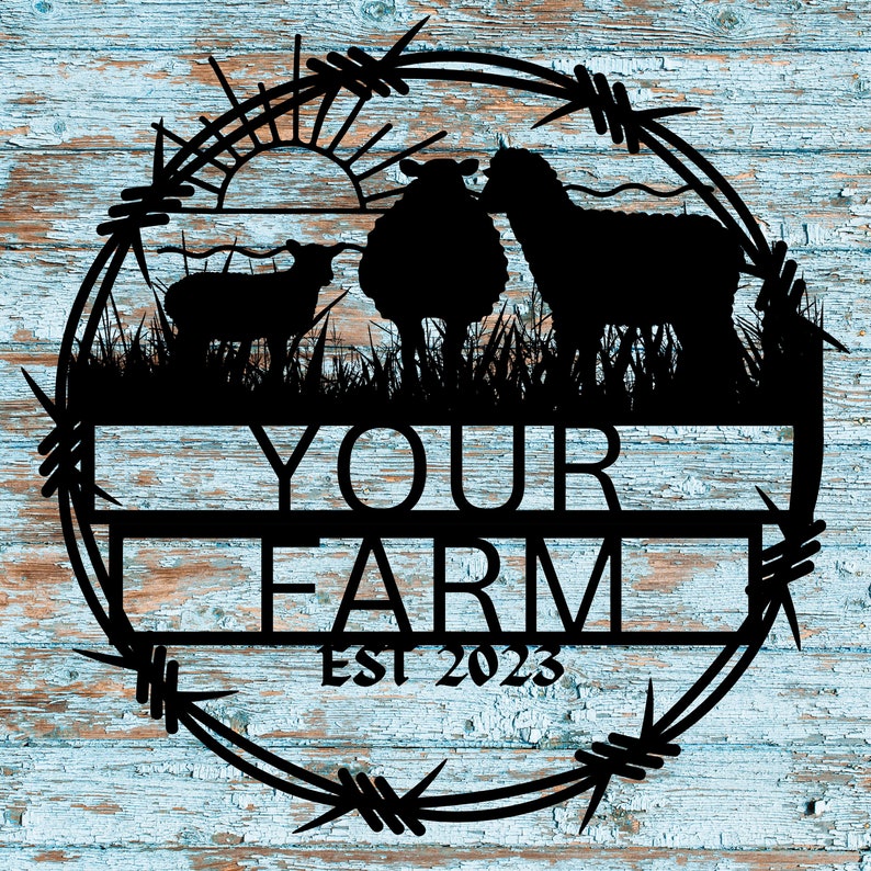 Barbed Wire Sheep Farming Metal Sign Etsy