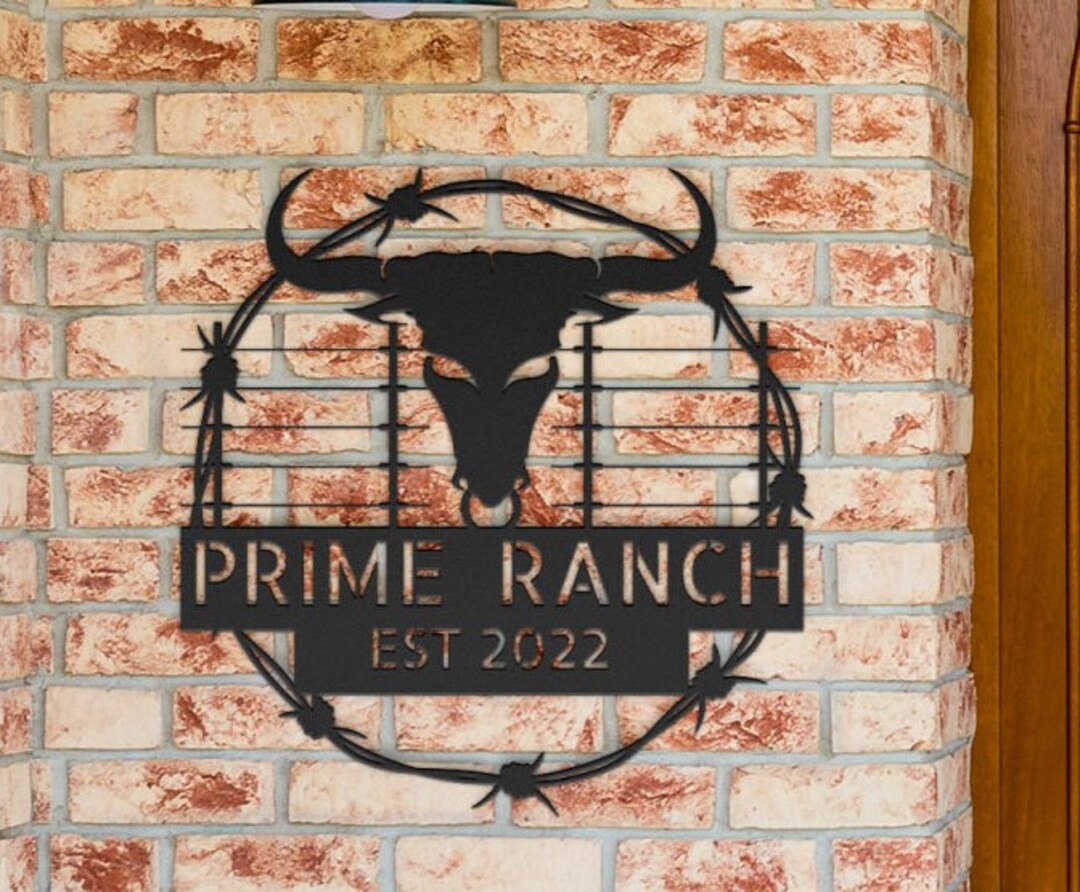 Personalized Large Bull Metal Farm Sign for Cowboys Ranchers and ...