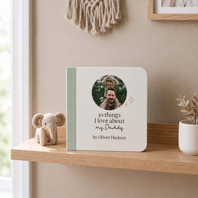 Cadeau d'anniversaire papa personnalisé pour tout-petit | Livre 10 choses que j'aime chez mon père | Livre photo personnalisé pour papa | Souvenir de bébé image 1