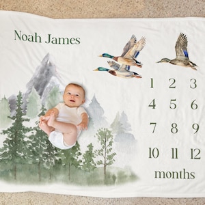 Mallard Duck Month Baby Blanket Boy Duck Hunting Nursery Mallard Duck Baby Shower Gift New Parents Woodland Baby Blanket Duck Hunt Nursery