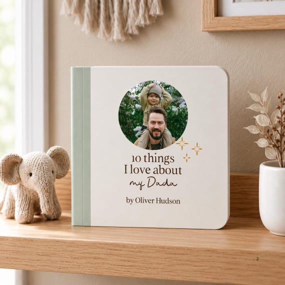 Personalized Dad Birthday Gift from Toddler | 10 Things I Love About Dad Book | Custom Photo Board Book for Daddy | Baby Keepsake