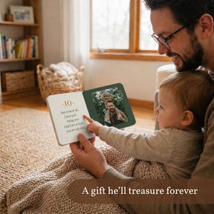 Cadeau d'anniversaire papa personnalisé pour tout-petit | Livre 10 choses que j'aime chez mon père | Livre photo personnalisé pour papa | Souvenir de bébé image 3
