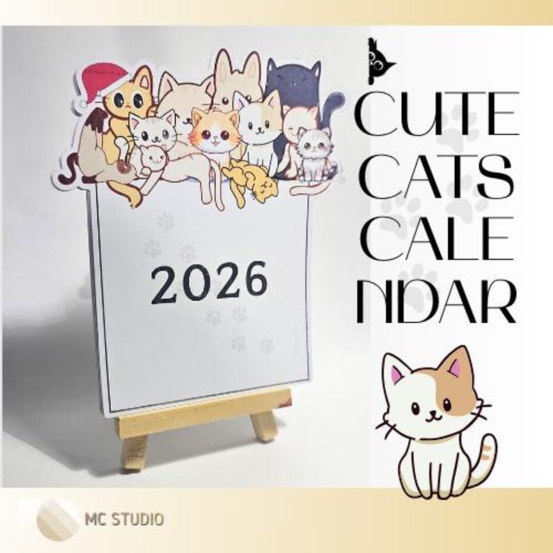 Cute Cats Calendar 2026 PDF File - Cameo Silhouette Studio File - Etsy