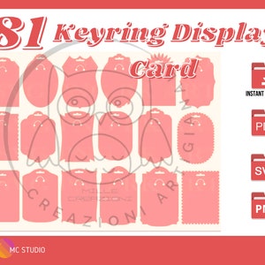 81 Tarjeta de llavero - Paquete 81 Tarjeta de visualización de llavero Svg, Plantilla de tarjeta de visualización de llavero, Embalaje de llavero