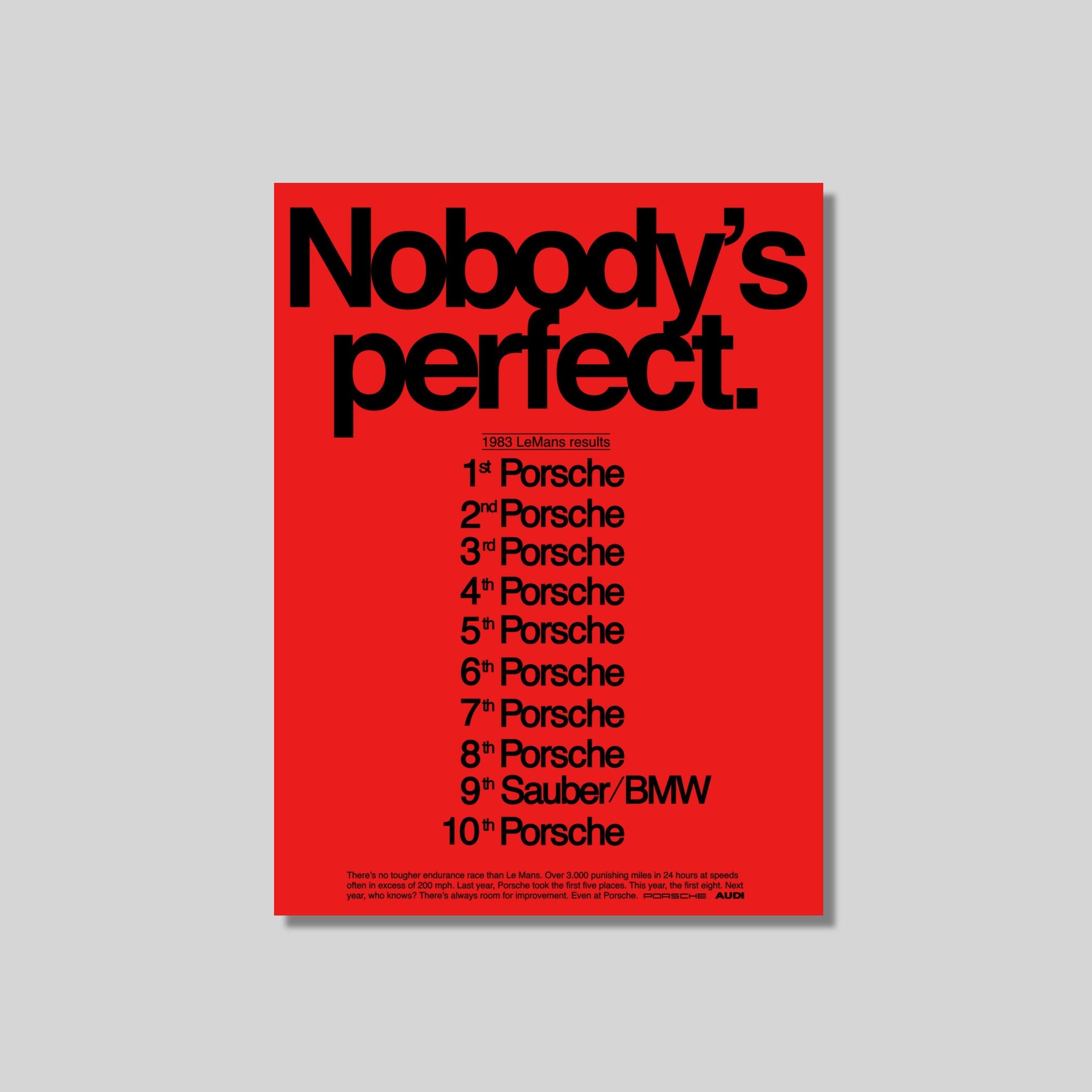 Nobody S Perfect Porsche Poster