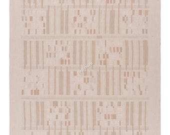 Alfombra Kilim de lana tejida a mano: Tejido plano con rombos geométricos beige