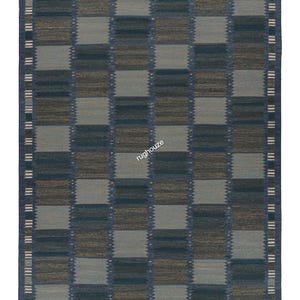 Helen Lindberg Mid-century Swedish flatweave rug, Scandinavian wool kilim Rug - 1960sHandmade dhurry for living room