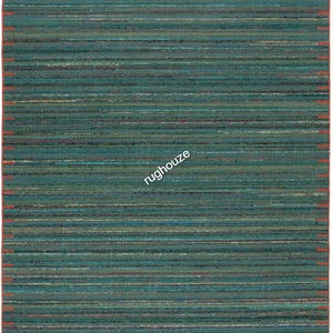 Handwoven Green Kelim Rug: Eco-Friendly Wool & Cotton Flatweave