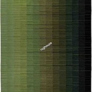 Green Scandinavian Kilim Rug: Handwoven Wool & Cotton Checkered Rug 8x10 FT