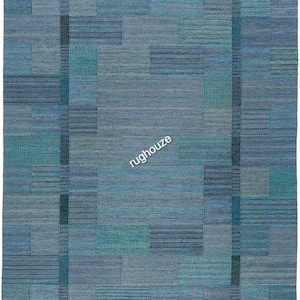 Helen Lindberg Mid-century Swedish flatweave rug, Scandinavian wool kilim Rug - 1960sHandmade dhurry for living room