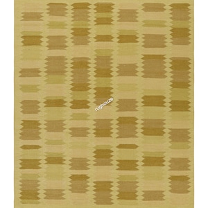 Hand Woven Wool & Cotton Kilim Rug: Scandinavian Boho Geometric Design