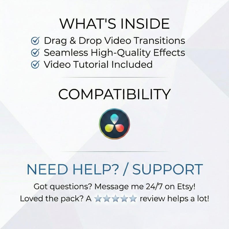 DaVinci Resolve Transitions Pack, 120+ Seamless Video Effects & Glitch Presets image 2