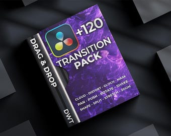 Pacchetto di transizioni DaVinci Resolve, oltre 120 effetti video senza interruzioni e preset Glitch