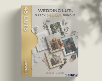 45 Wedding LUTs Mega Bundle Cinematic Airy Vintage Golden Natural SLog3 REC709 Video Preset