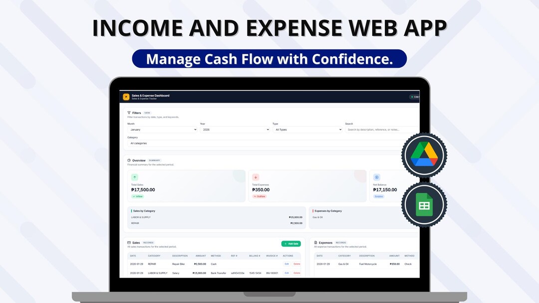 Income and Expense Web Application Version 2 - Etsy