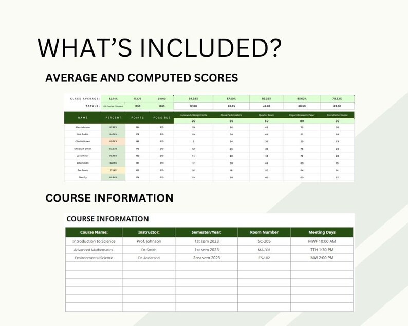 Gradebook Template Etsy