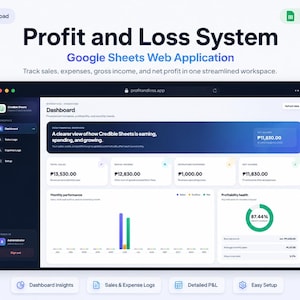 Profit and Loss Dashboard | Google Sheets Sales Expense Tracker and Finance Web App