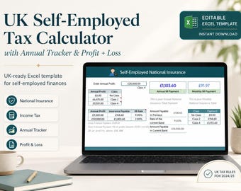 Self-Employed Tax Calculator with Tracker and Profit and Loss Statement (UK)