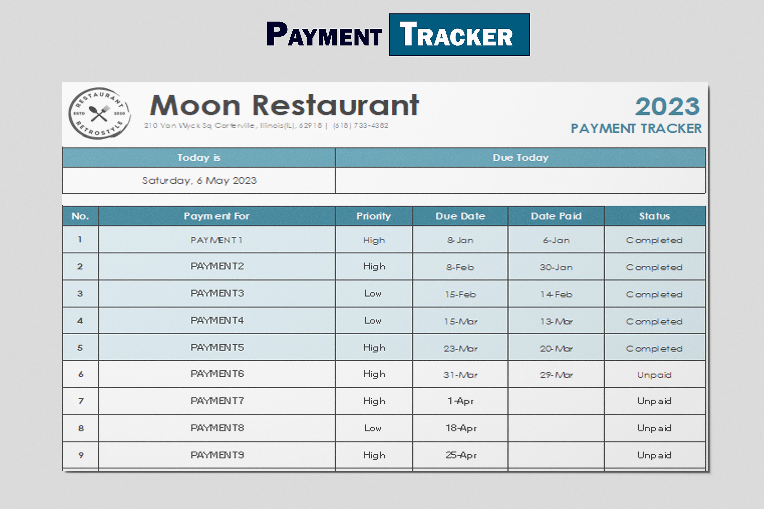 Payment Tracker Template - Etsy