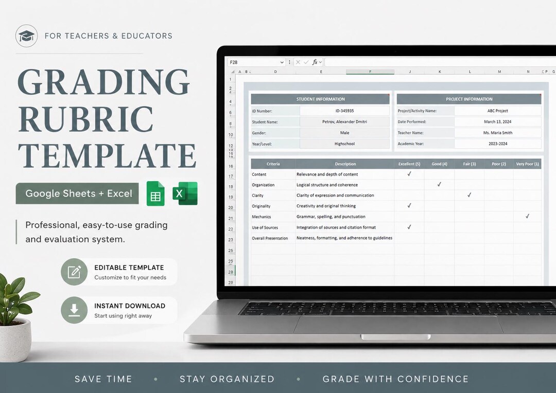Grading Rubric Template - Etsy