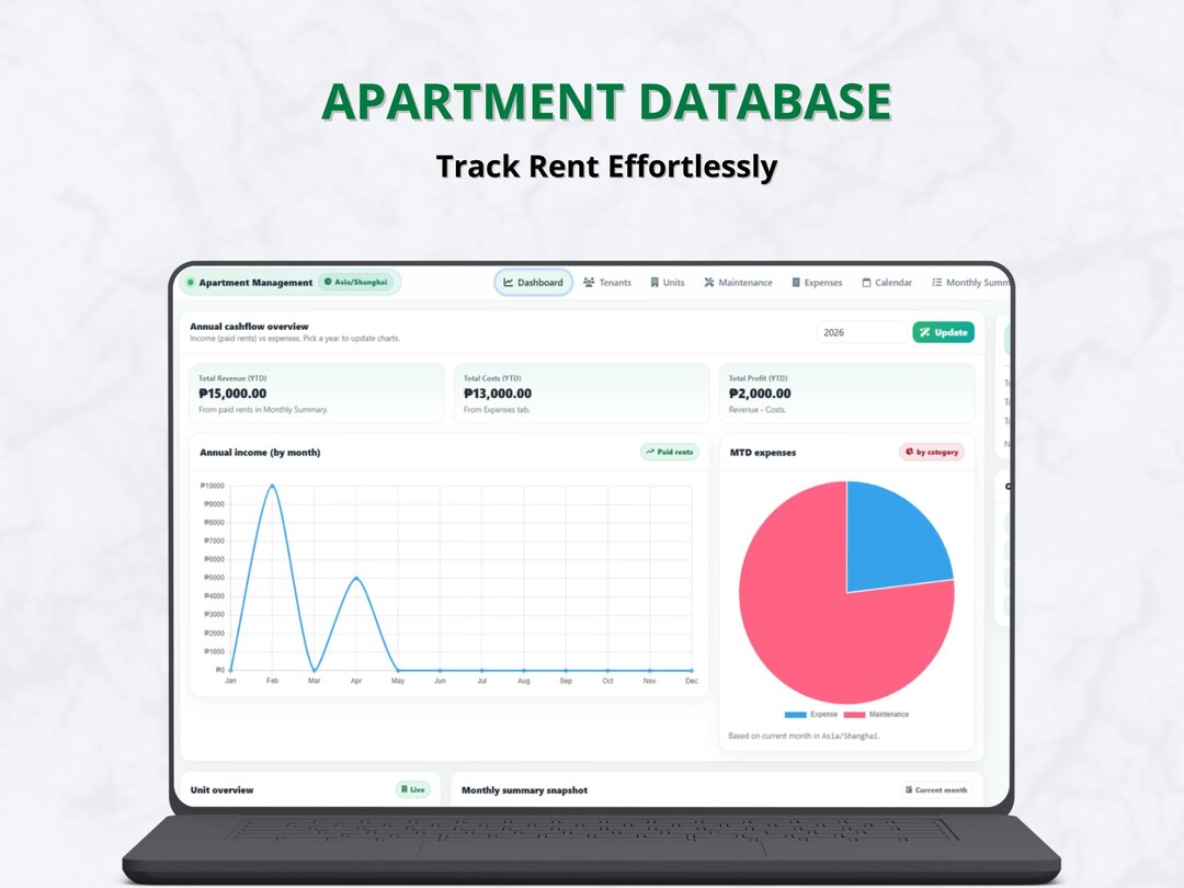 Rental Property Management Web App | Tenant & Rent Tracker | Dashboard ...