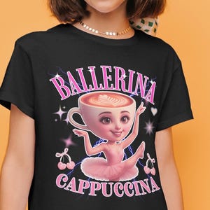 Cute Ballerina Cappuccina T-Shirt Italian Brainrot Meme Viral Ballerina Capuchina Unisex Softstyle T-Shirt
