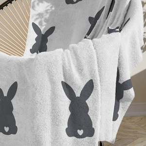 Bunny Blanket White Cute Rabbit Throw Rabbit Lover