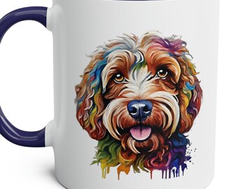 Cockapoo-mok Cavapoo Goldendoodle Labradoodle hondenportret - tweekleurige koffiemokken, 11oz