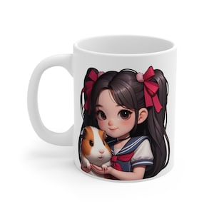 Taza de conejillo de indias Kawaii Girl Anime estilo japonés taza regalo cumpleaños - taza de café 11oz