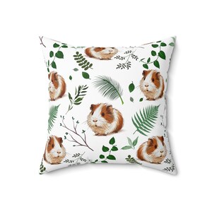 Guinea Pig Cushion White Plants Square Pillow