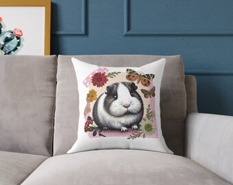 Guinea Pig Pillow Scrapbook Style Cute Gift - Square Poly Canvas Pillow