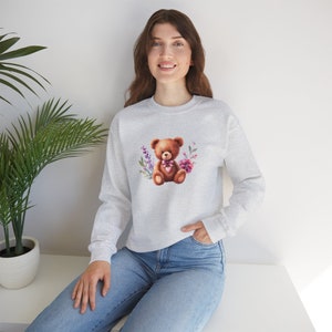 Teddy Bear Sweatshirt Women Jumper Gift Birthday Cute Pullover - Unisex Heavy Blend™ Crewneck Sweatshirt