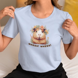Cute Guinea Pig T Shirt Flowers Wheek! - Unisex Softstyle T-Shirt