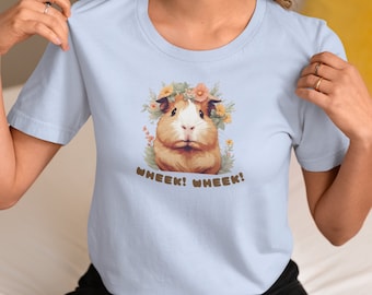 Cute Guinea Pig T Shirt Flowers Wheek! - Unisex Softstyle T-Shirt