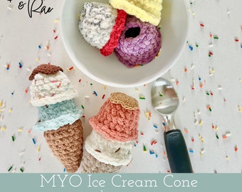 Make Your Own Ice Cream Cone Crochet Pattern / Interactive Toy Crochet Pattern / Ice Cream Pattern