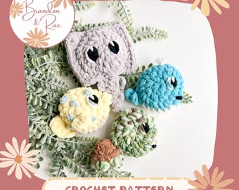 Under the Sea Boo Boo Buddy Crochet Pattern Bundle | Ice Pack Cover | Kids Ice Pack | Hammerhead | Turtle | Pufferfish | Whale