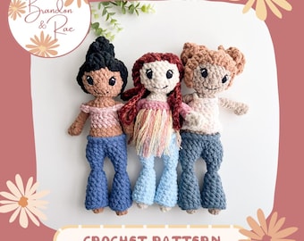 Modèle au crochet Freya Flare / Poupée au crochet / Poupée groovy / Poupée hippie / Flare