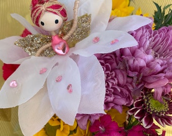 Handmade Flower Fairy Bendy Doll: Valentine's Decoration, Cake Topper