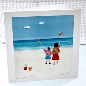 Biglietto d'auguri fatto a mano - stampa digitale dall'arte tessile originale 'Blow Wind, Blow' di John Hall