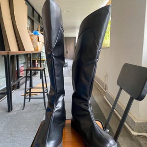 Zwarte Cosplay Laarzen Mannen Kostuum Laarzen Vrouwen Schoenen Custom Made