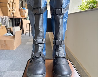 Botas y zapatos de disfraz de Wolverine para cosplay, hechos a medida, versión azul oscuro.