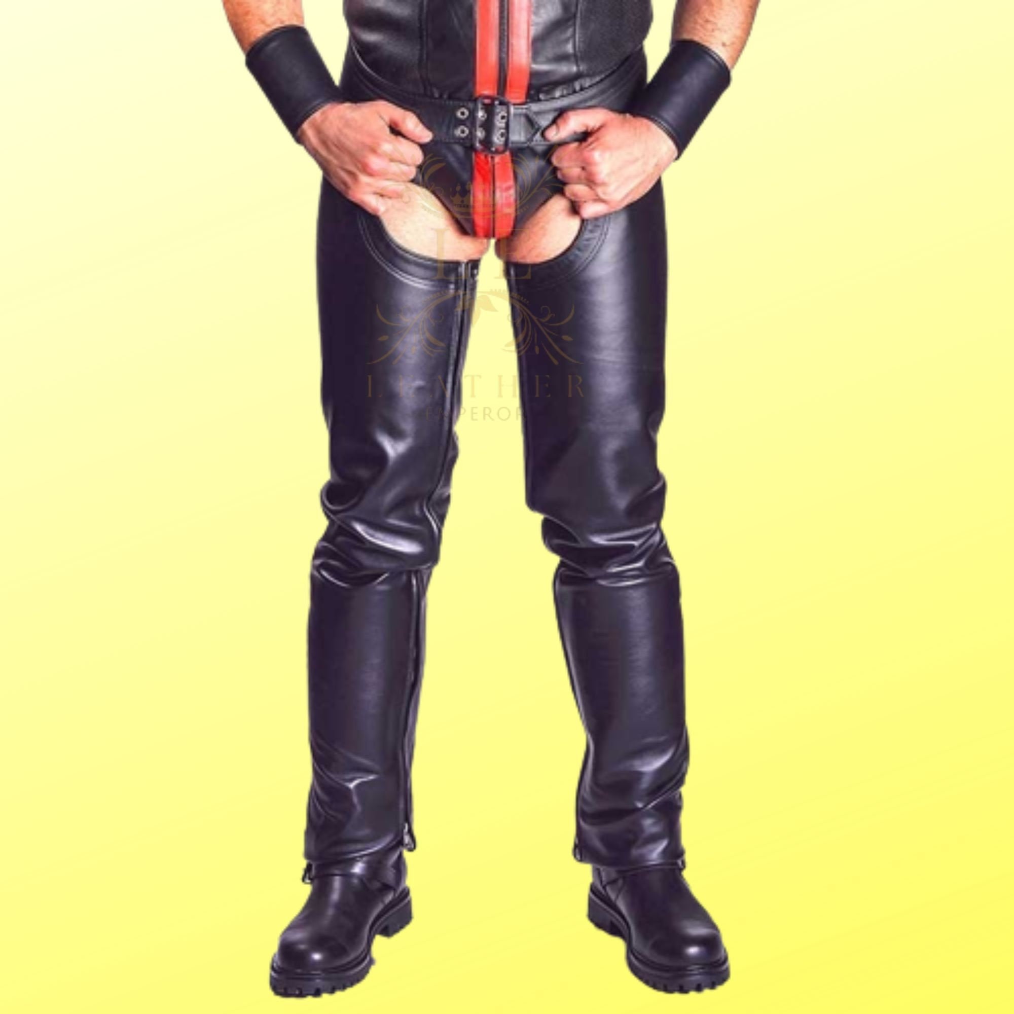 Handmade Premium Black Leather Red Stripes Assless Bondage Etsy