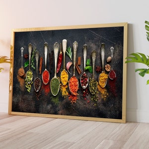 Spices Canvas Print Kitchen Wall Decor Cooking Gifts Multi Panel Canvas Herbs and Spices Large Canvas Art Kitchen Wall Art Kitchen Wall Art